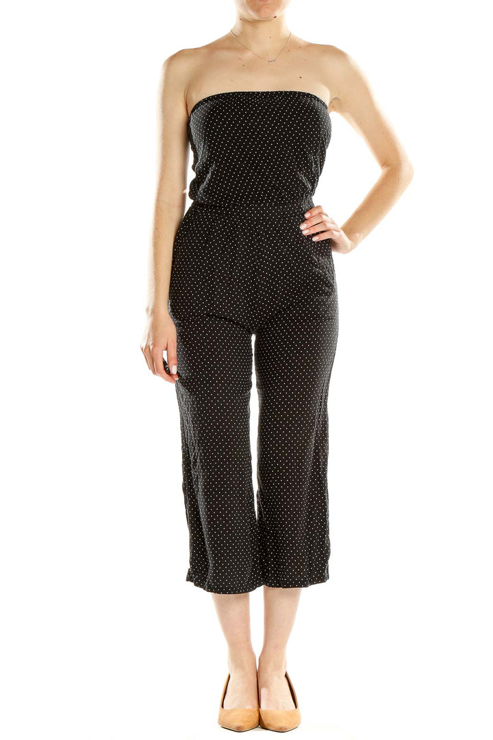 Black Polka Dot Strapless Jumpsuit