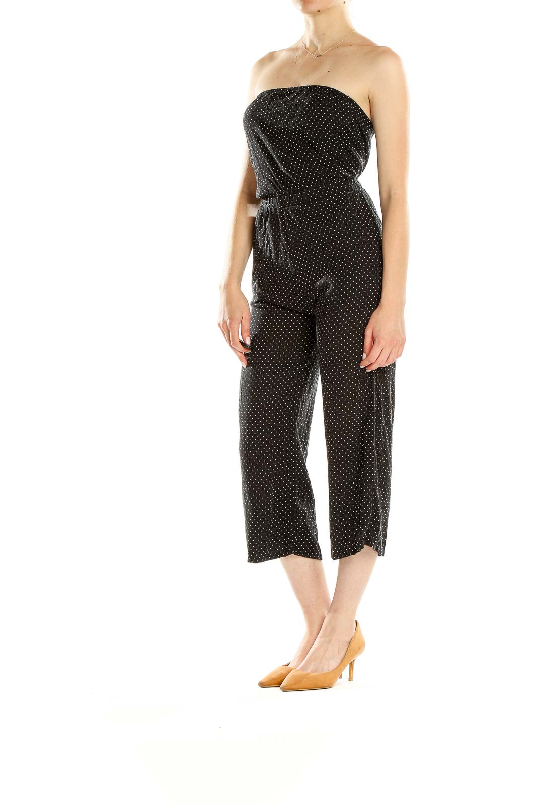 Black Polka Dot Strapless Jumpsuit