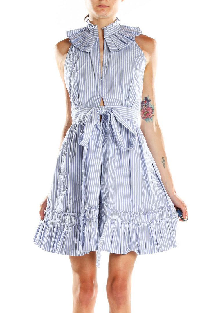 Blue Striped Chic Fit & Flare Dress