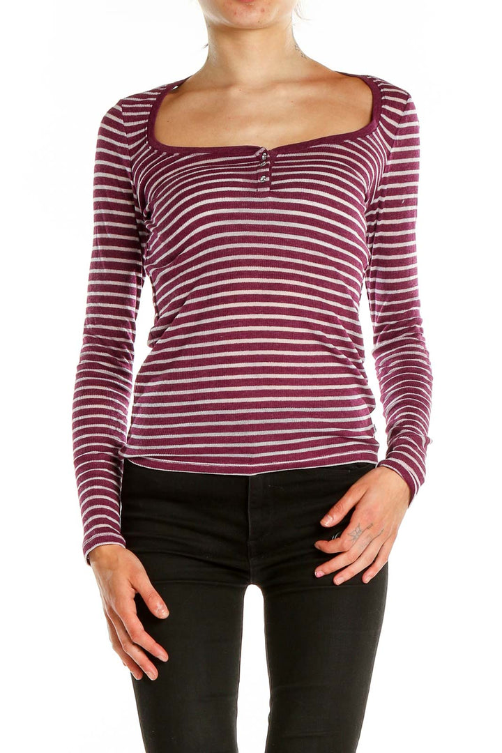 Pink Striped Casual Top