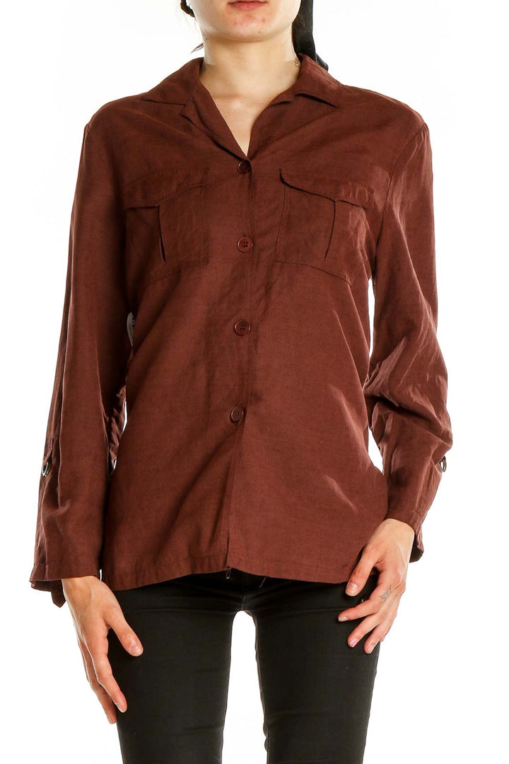 Brown Linen Silk Shirt