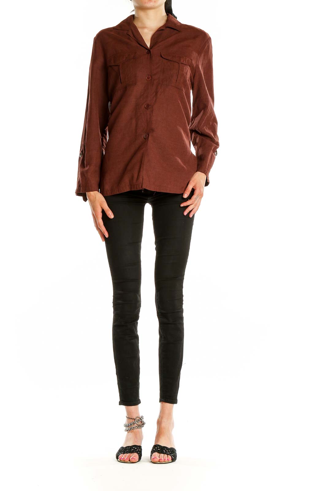 Brown Linen Silk Shirt