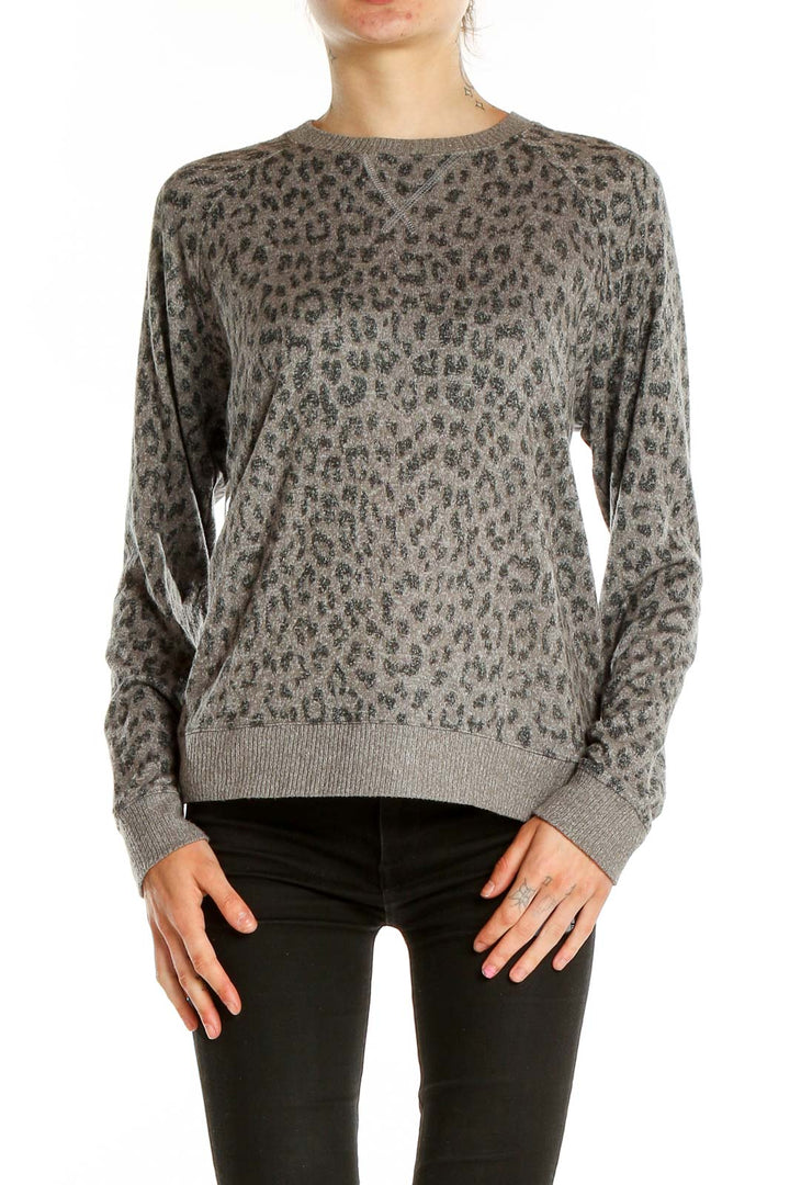 Gray Animal Print Top