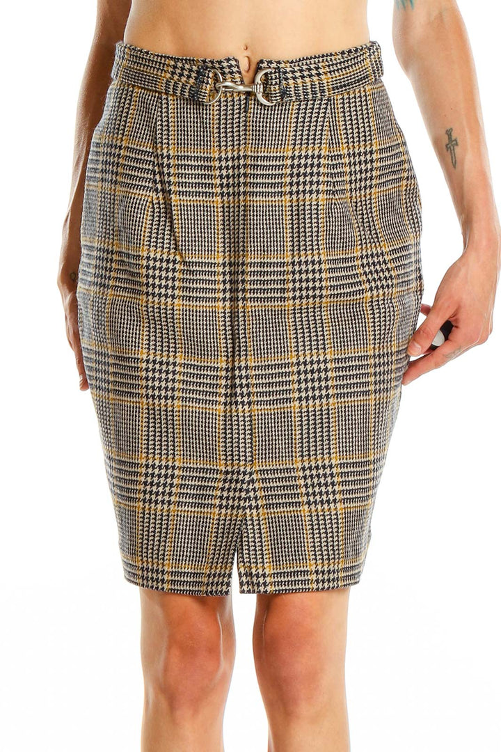 Gray Retro Plaid Pencil Skirt