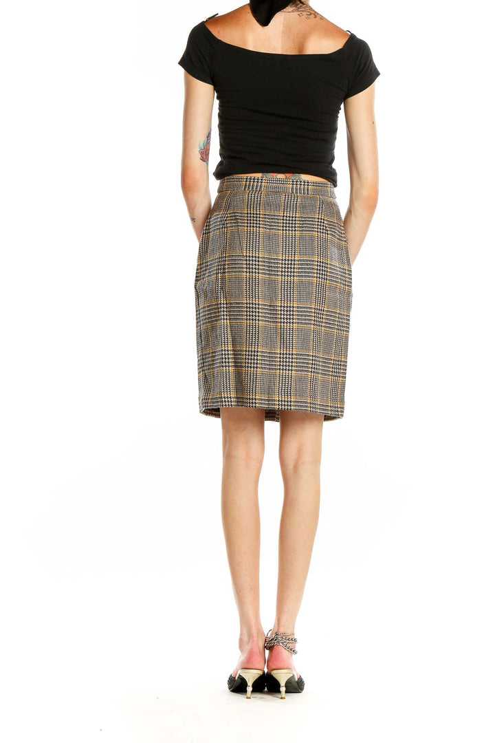 Gray Retro Plaid Pencil Skirt