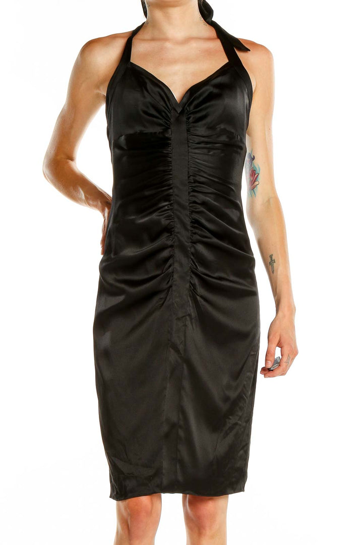 Black Halter Cocktail Sheath Dress