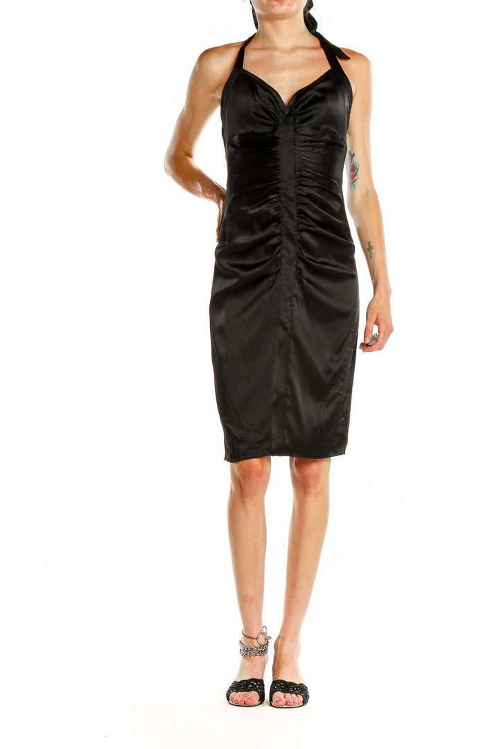 Black Halter Cocktail Sheath Dress