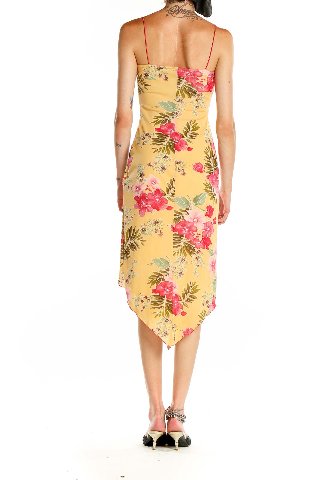 Yellow Tropical Print Retro Cocktail Dress