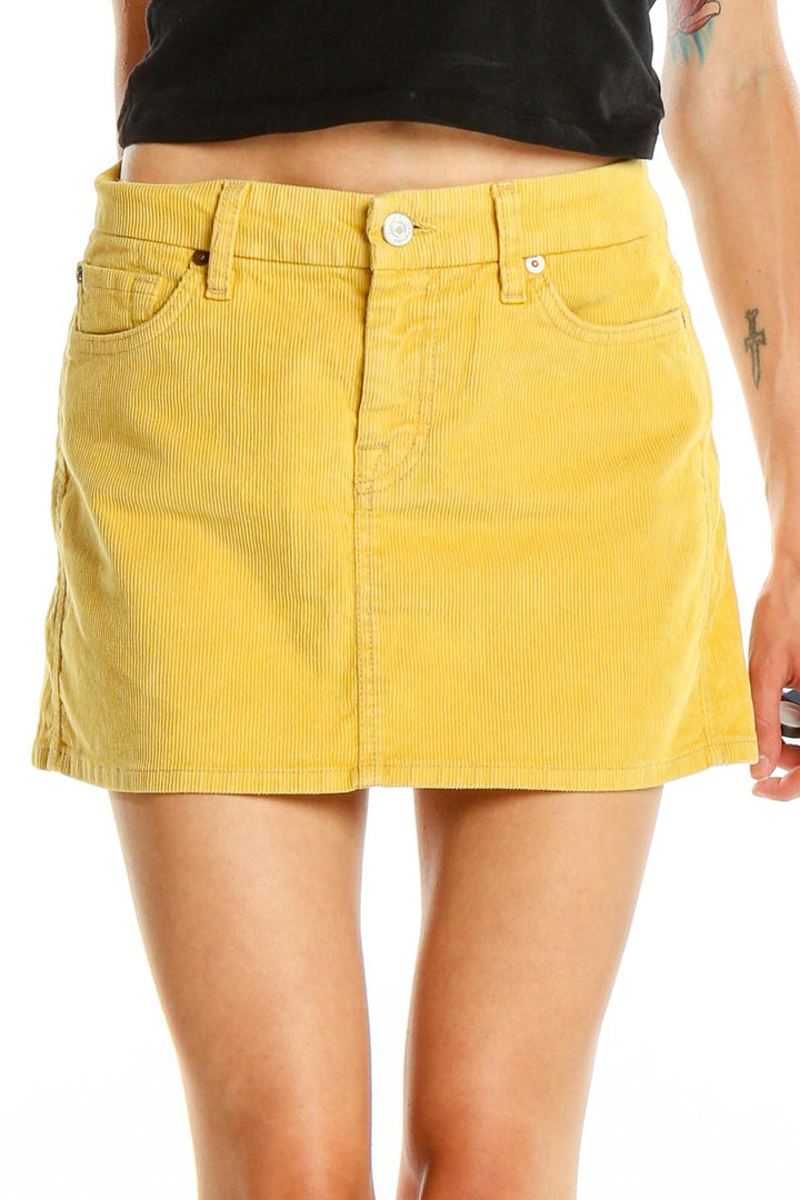 Yellow Retro Mini Corduroy Skirt