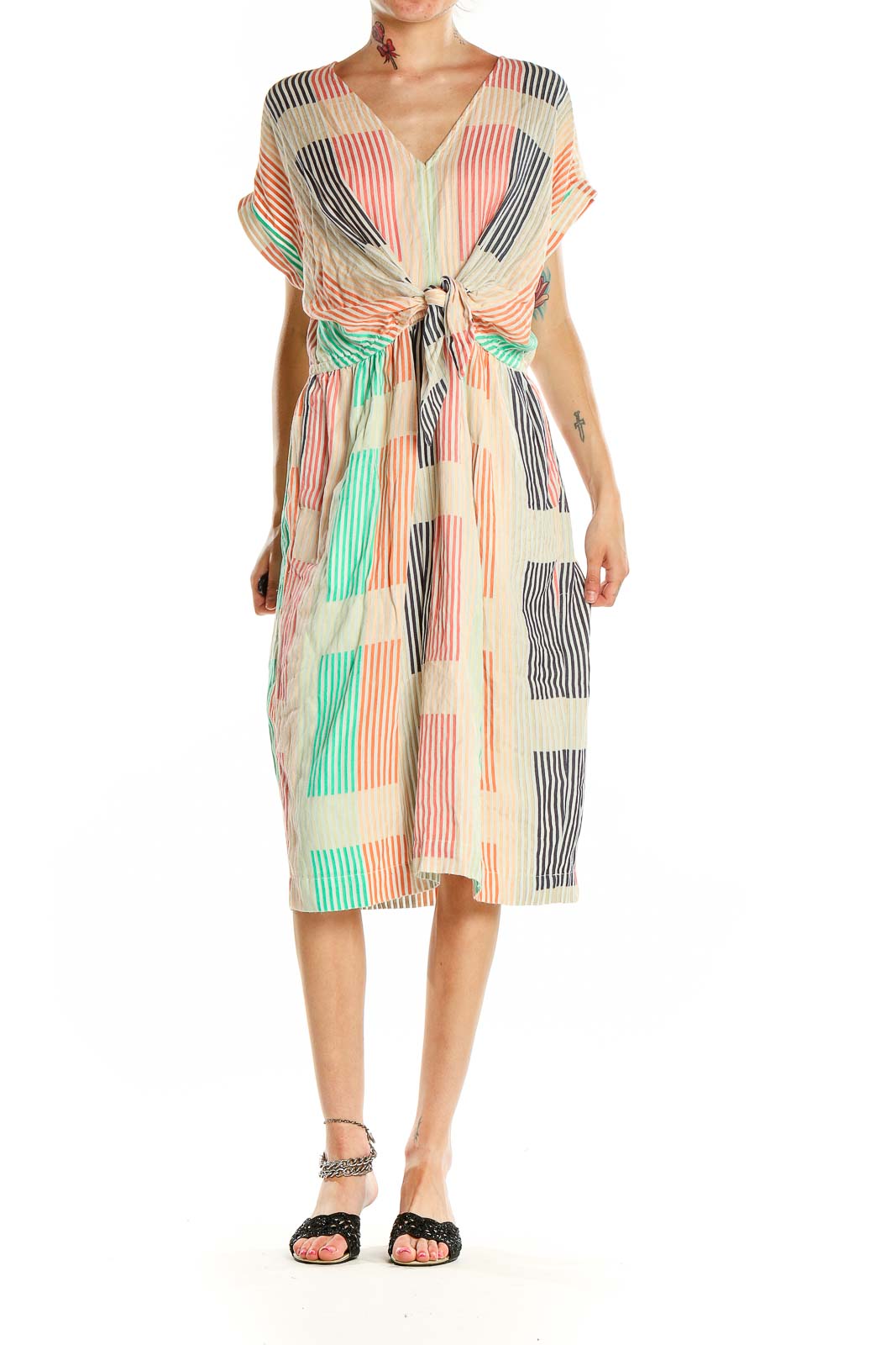 Multicolor Printed Fit & Flare Sun Dress