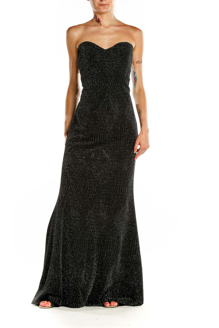 Black Strapless Shimmery Evening Dress