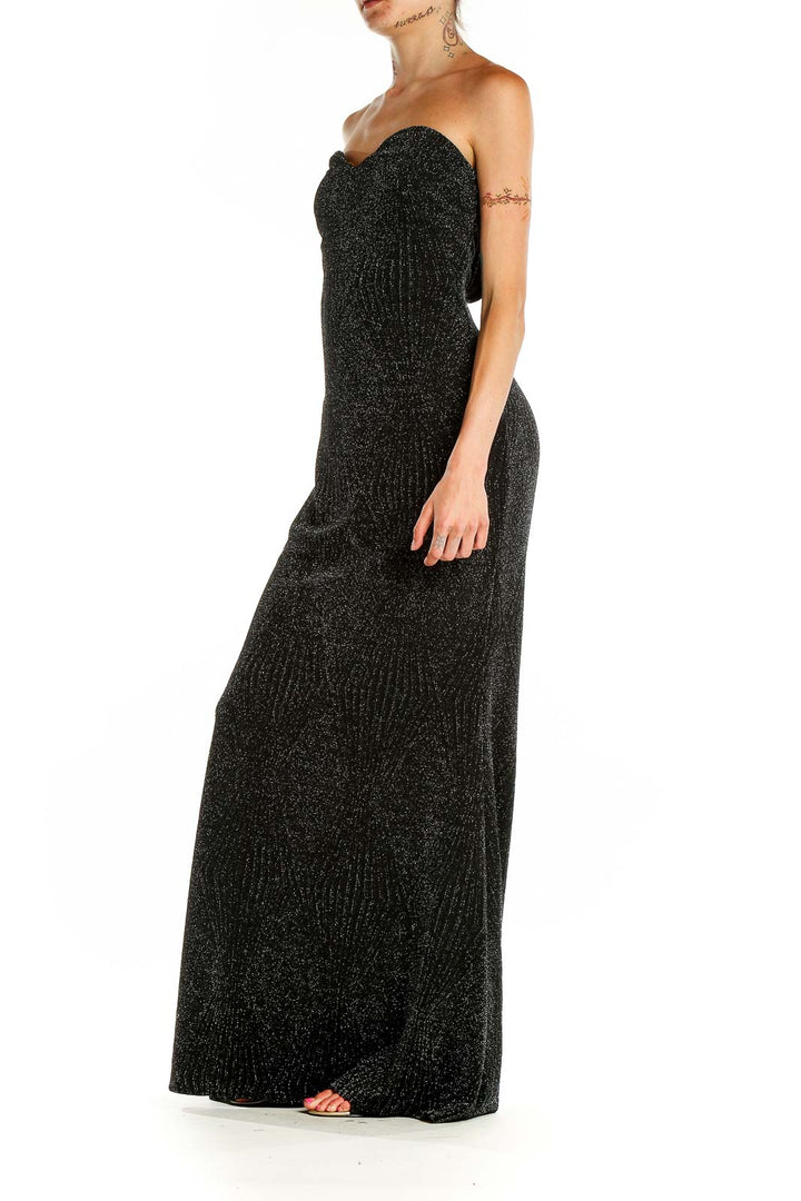 Black Strapless Shimmery Evening Dress