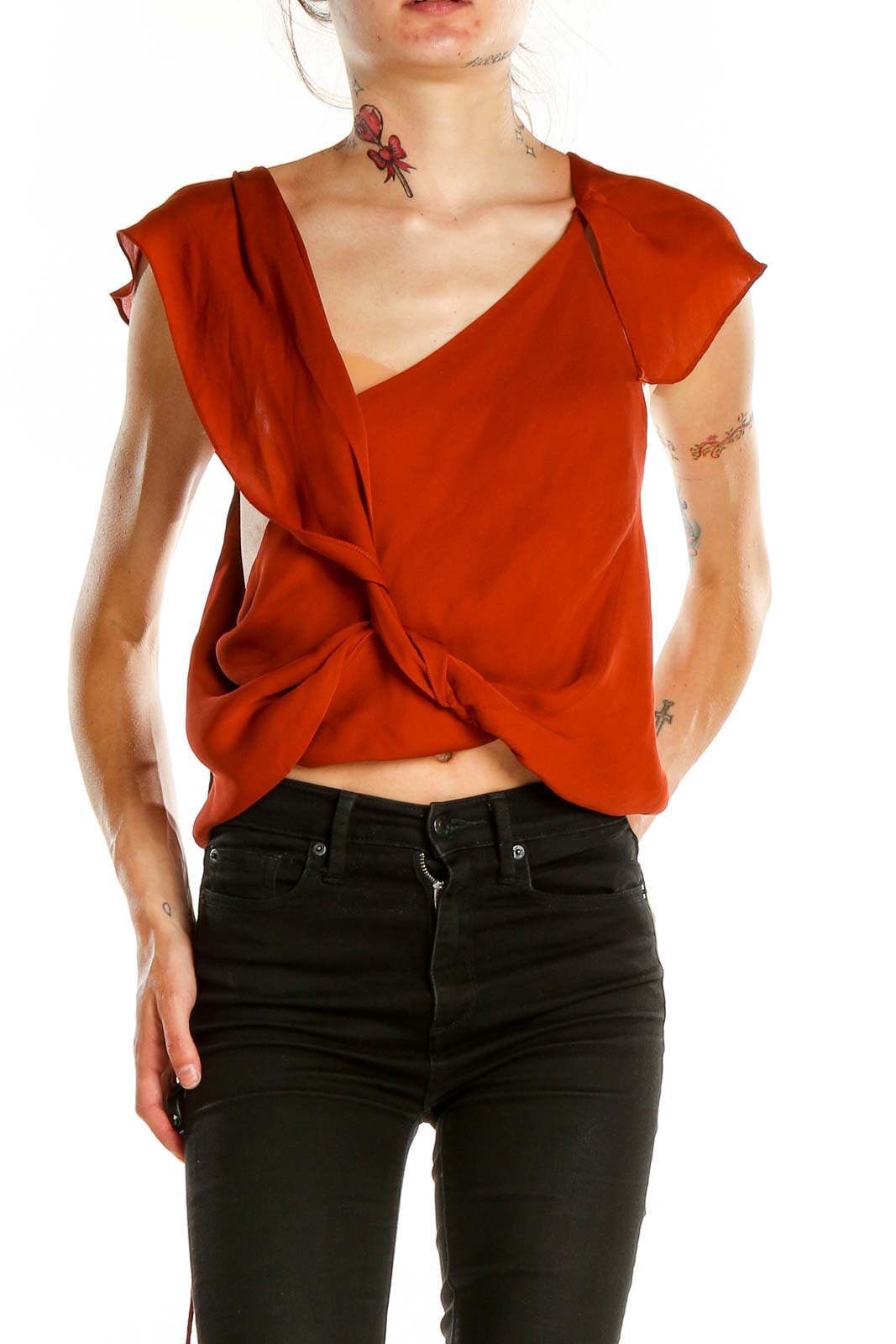 Red Silk Blouse