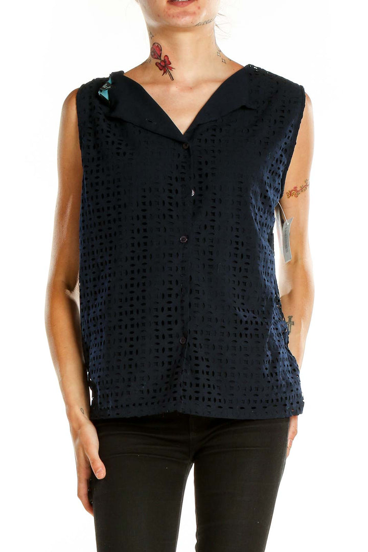 Blue Eyelet Top