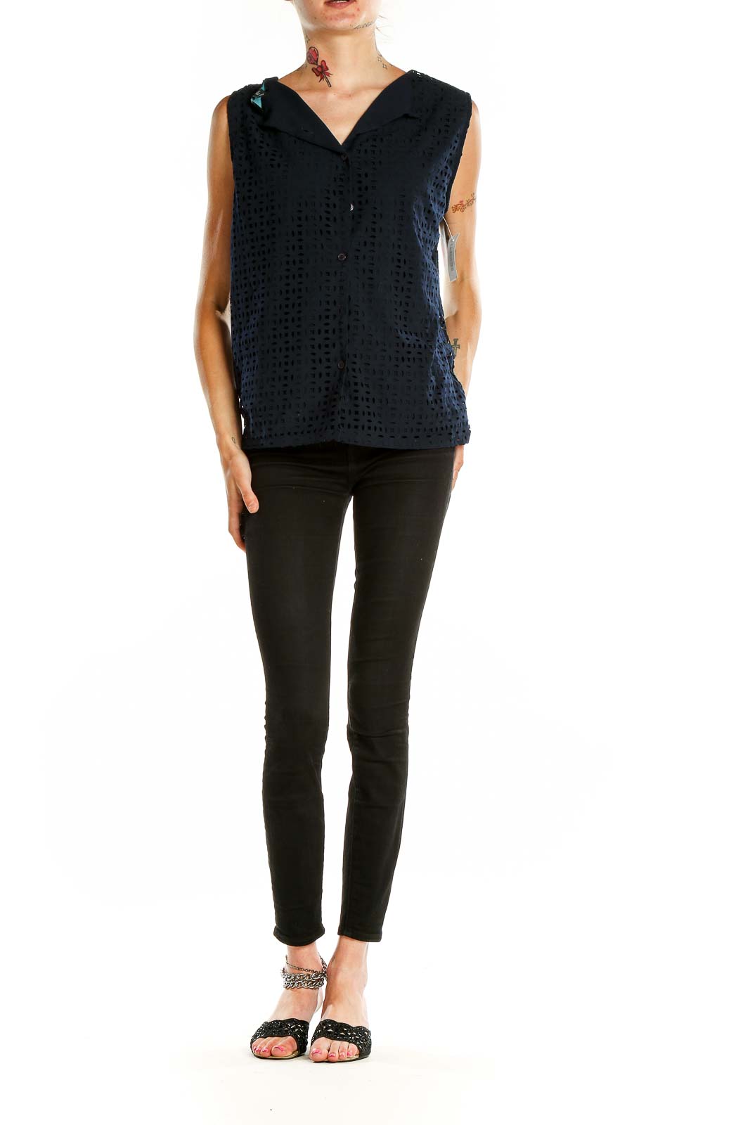 Blue Eyelet Top