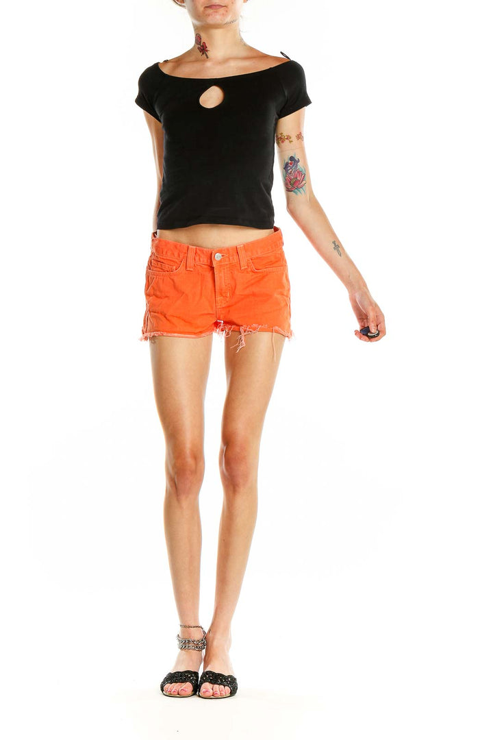 Orange Denim Shorts