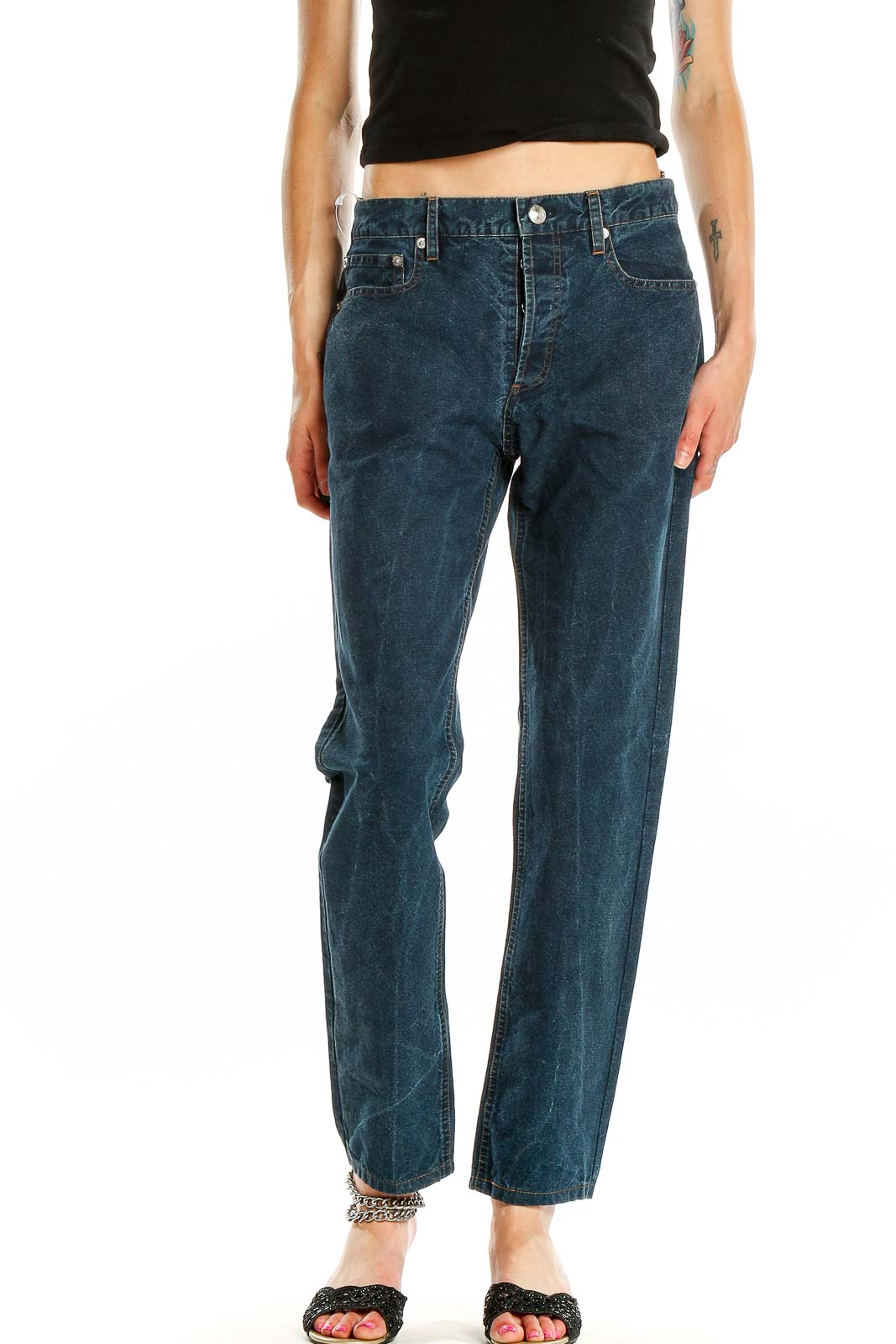 Blue Straight Leg Jeans