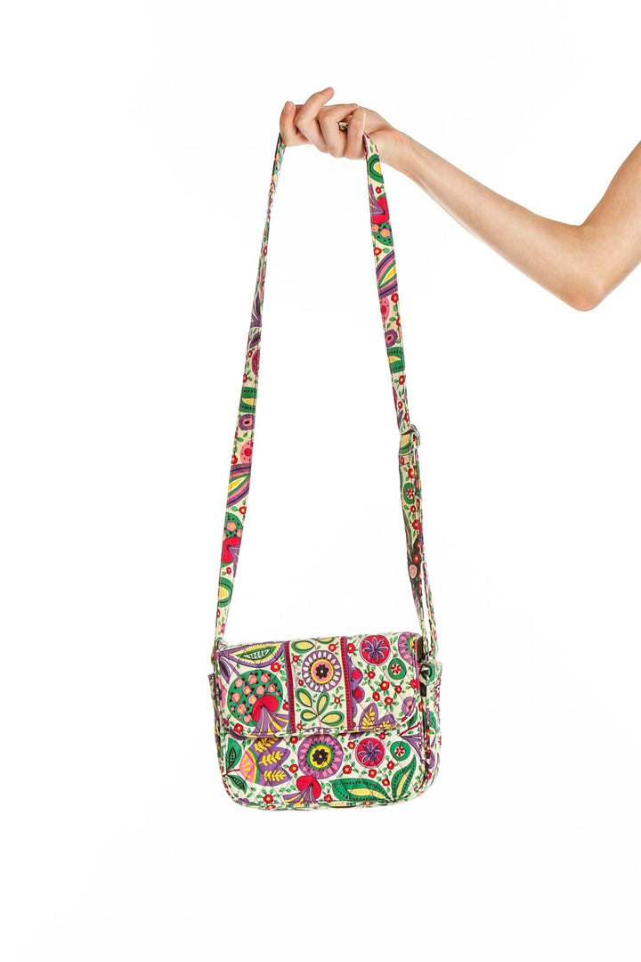 Front view of Vera Bradley multicolor floral quilted crossbody bag