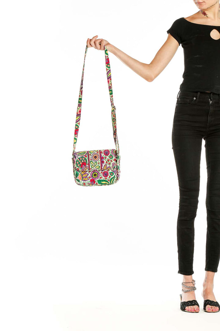 Front view of Vera Bradley multicolor floral quilted crossbody bag