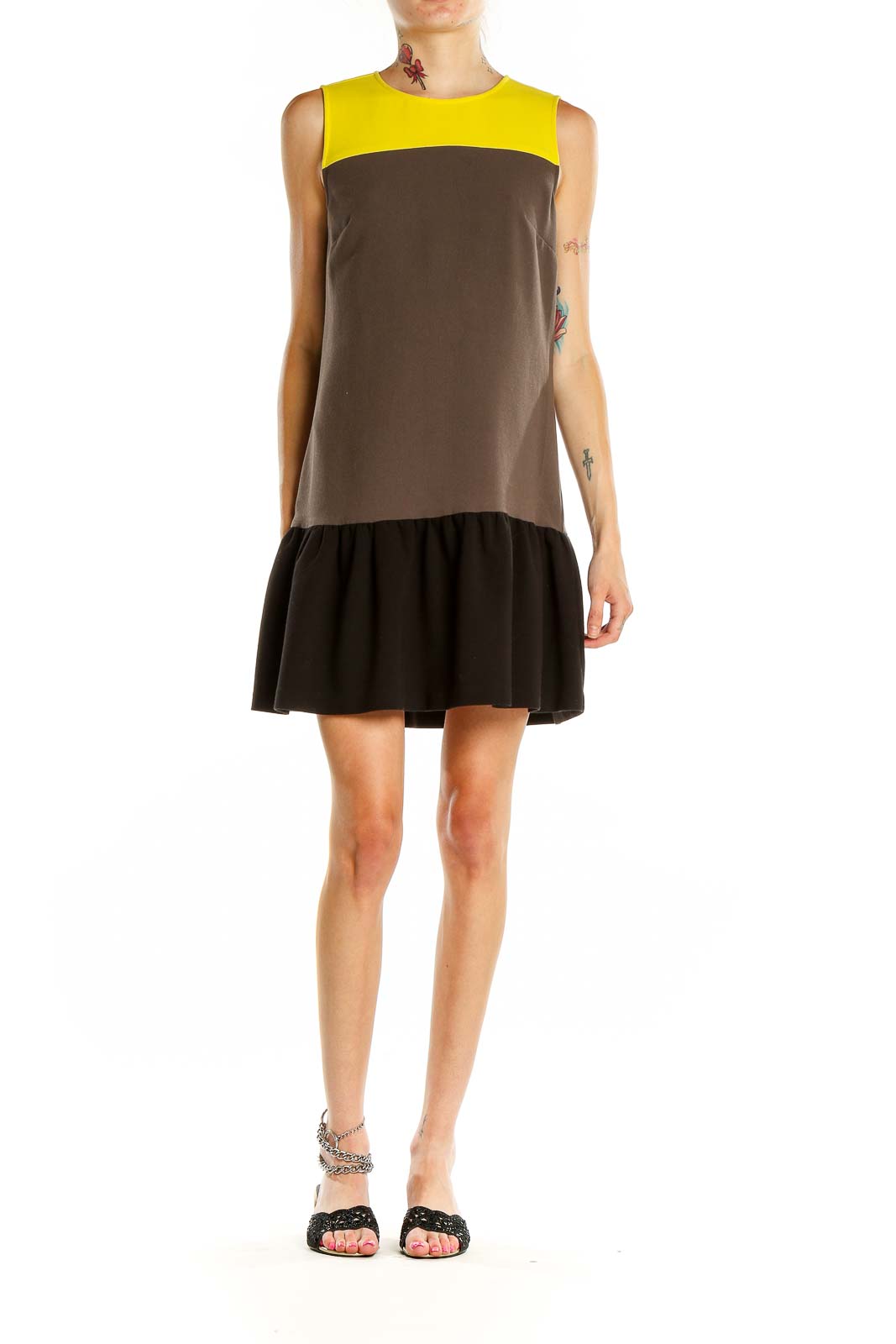 Ann Taylor LOFT Brown Color-Block Sleeveless Mini Dress SilkRoll Ann Taylor LOFT Brown Color-Block Sleeveless Mini Dress SilkRoll