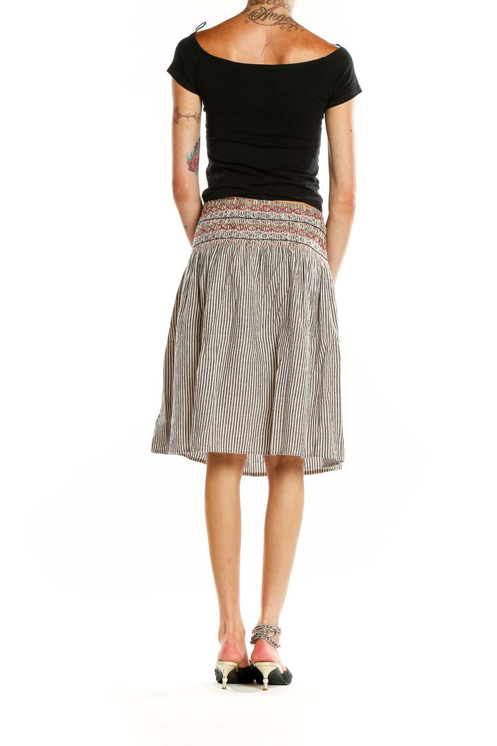 Back view of The Great gray striped skirt showing flowy silhouette