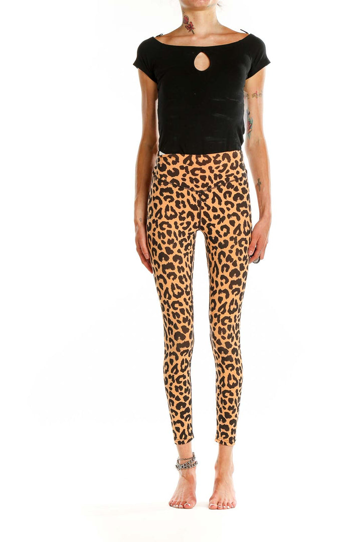 Orange Animal Print Activewear Leggings