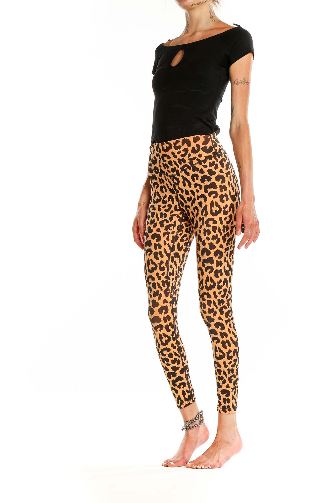 Orange Animal Print Activewear Leggings