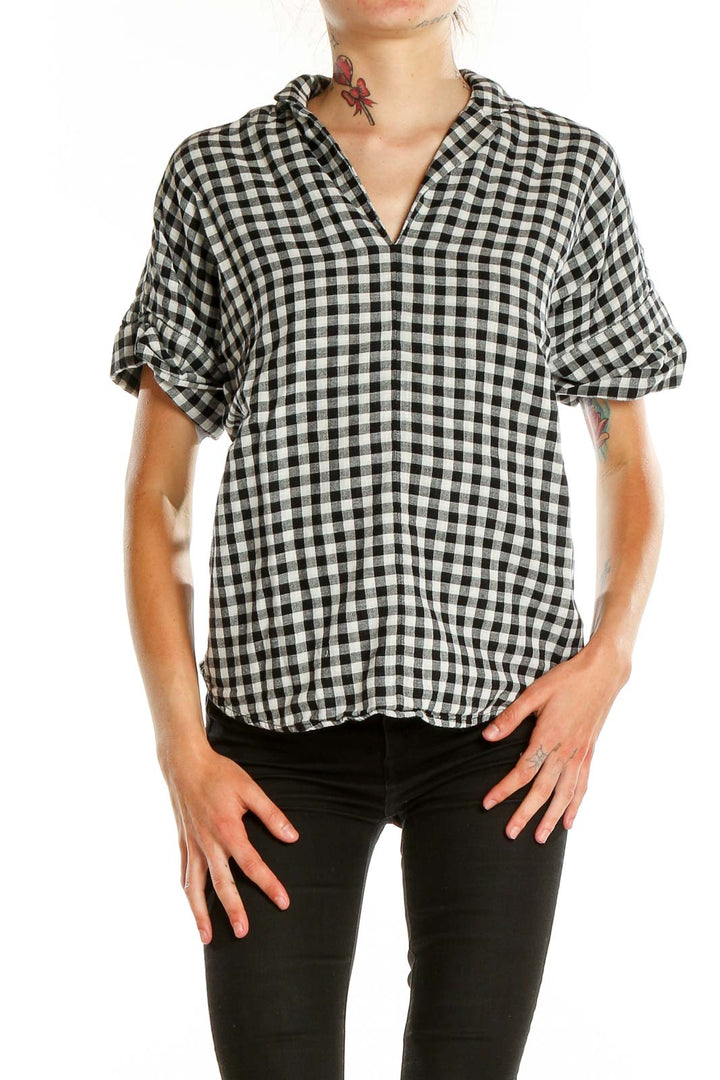 White Black Checkered All Day Wear Top