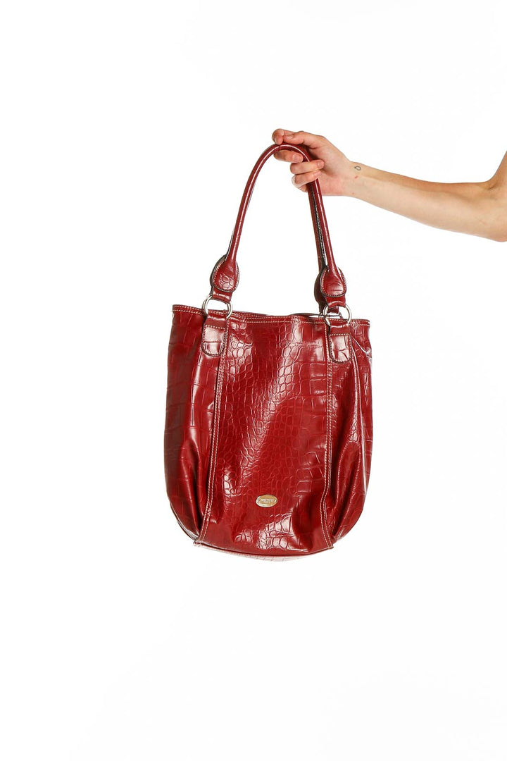 Red Animal Print Embossed Tote