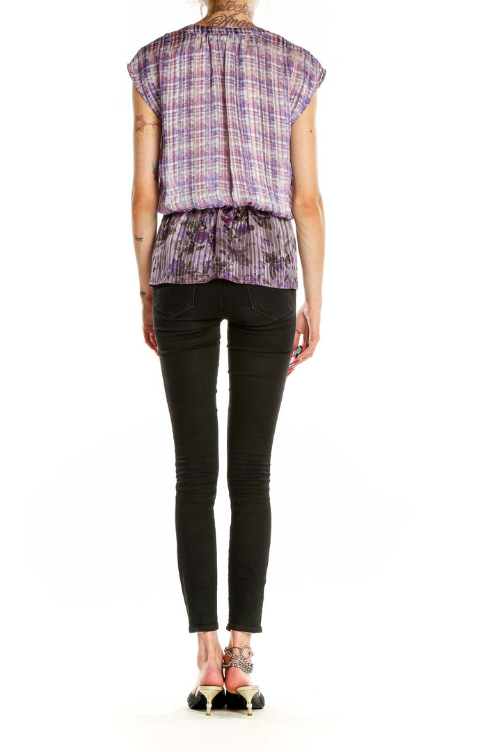 Purple Plaid Peplum Blouse