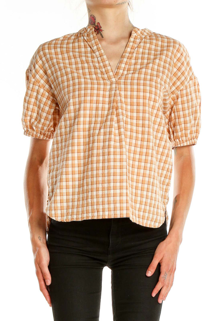 Orange Checkered Chic Blouse