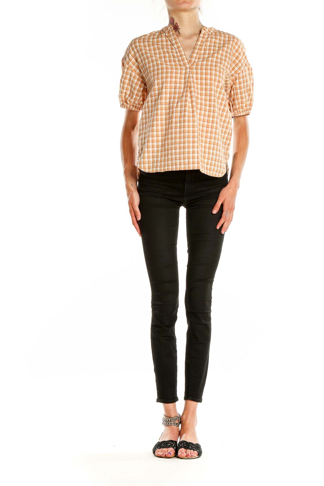 Orange Checkered Chic Blouse