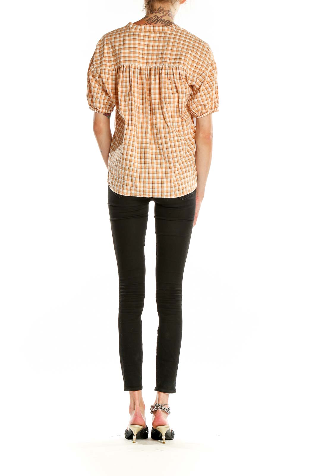 Orange Checkered Chic Blouse