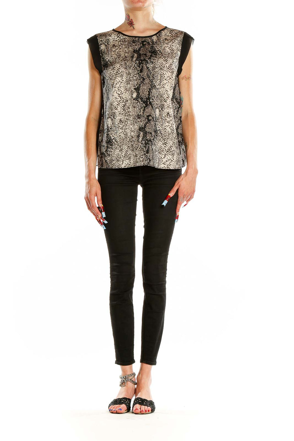 Front view of W118 by Walter Baker snake print sleeveless top