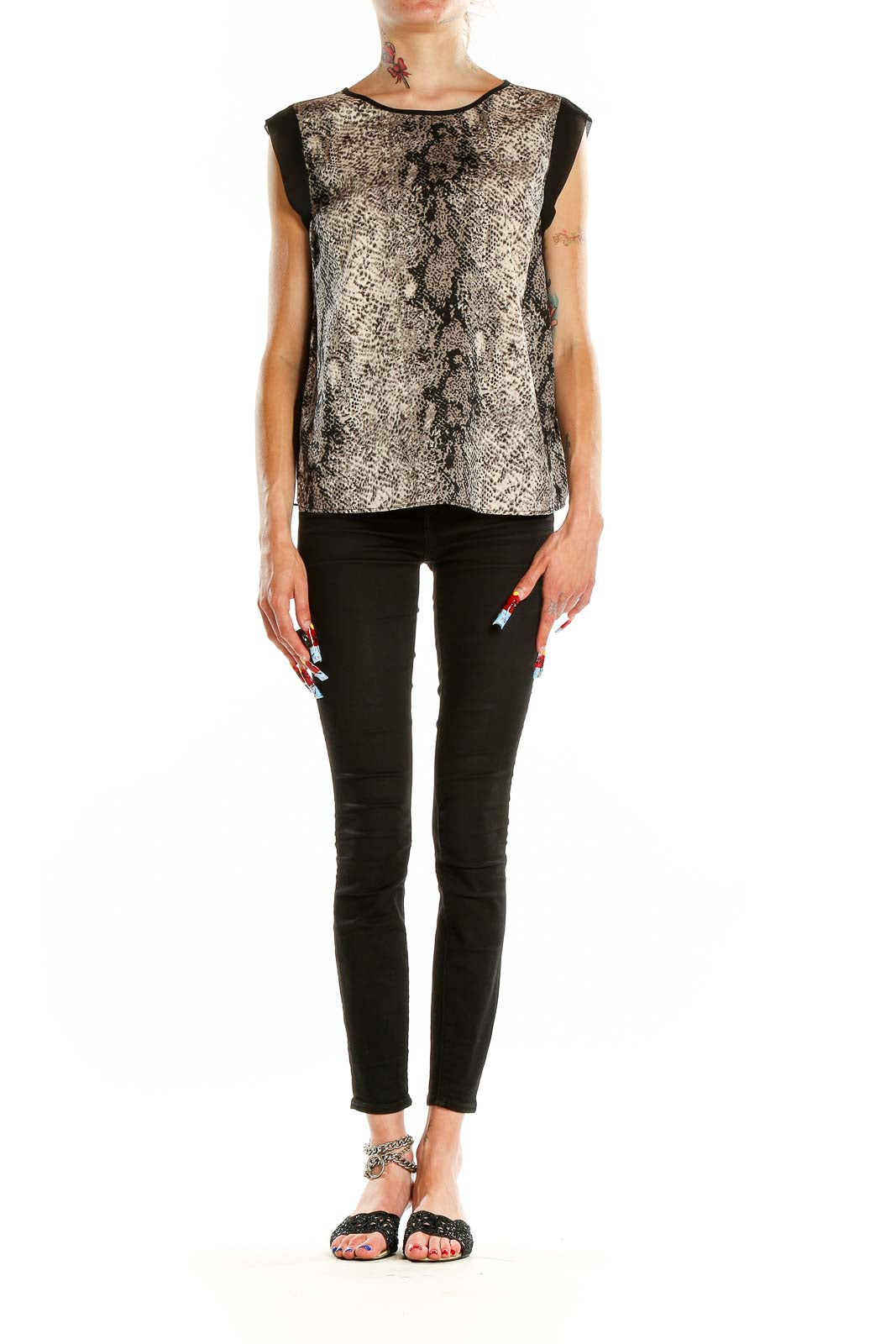 Front view of W118 by Walter Baker snake print sleeveless top