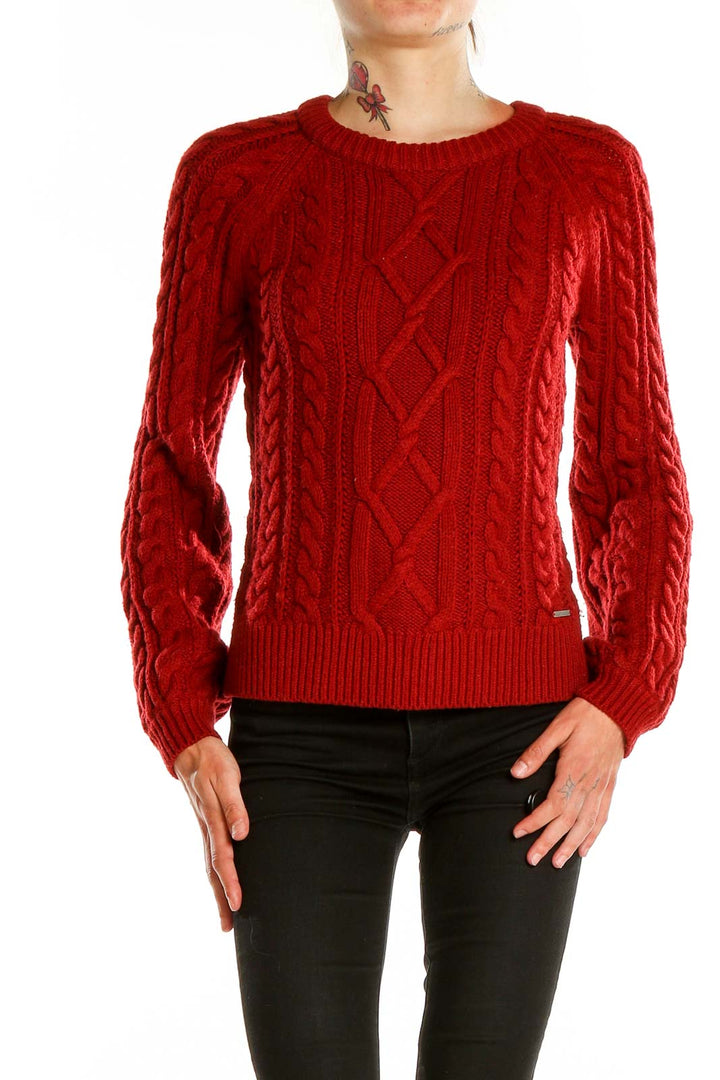 Red Cableknit Sweater