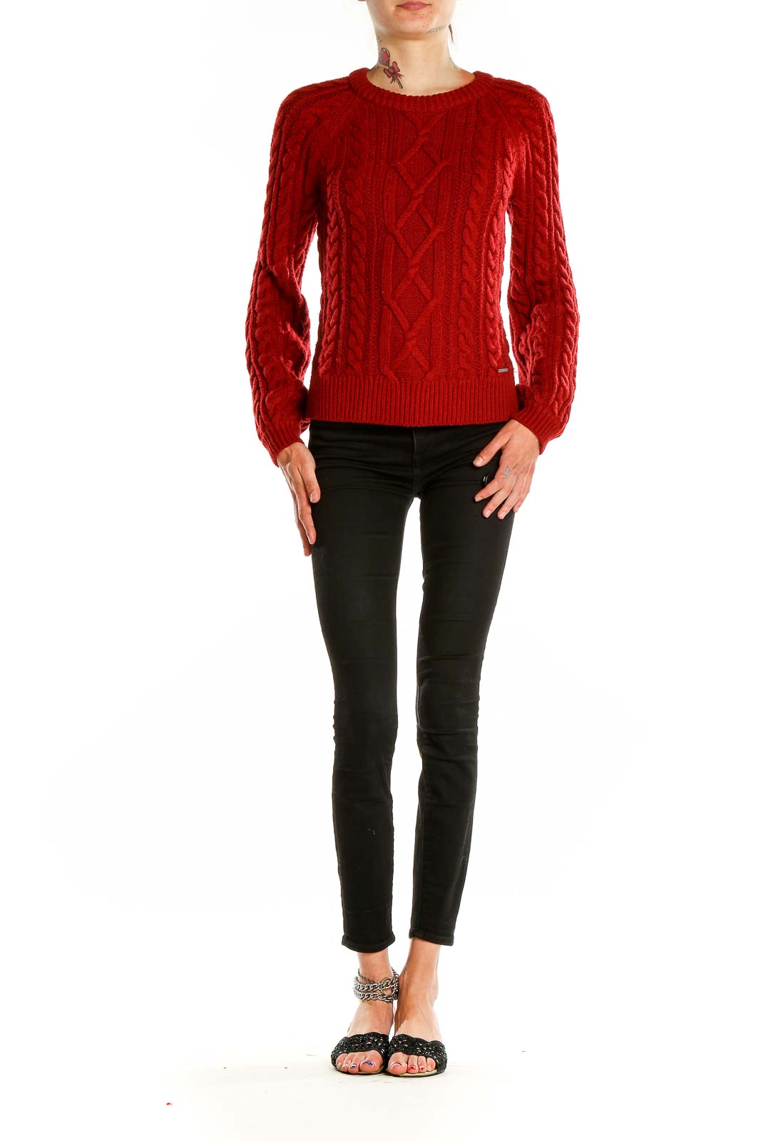 Red Cableknit Sweater