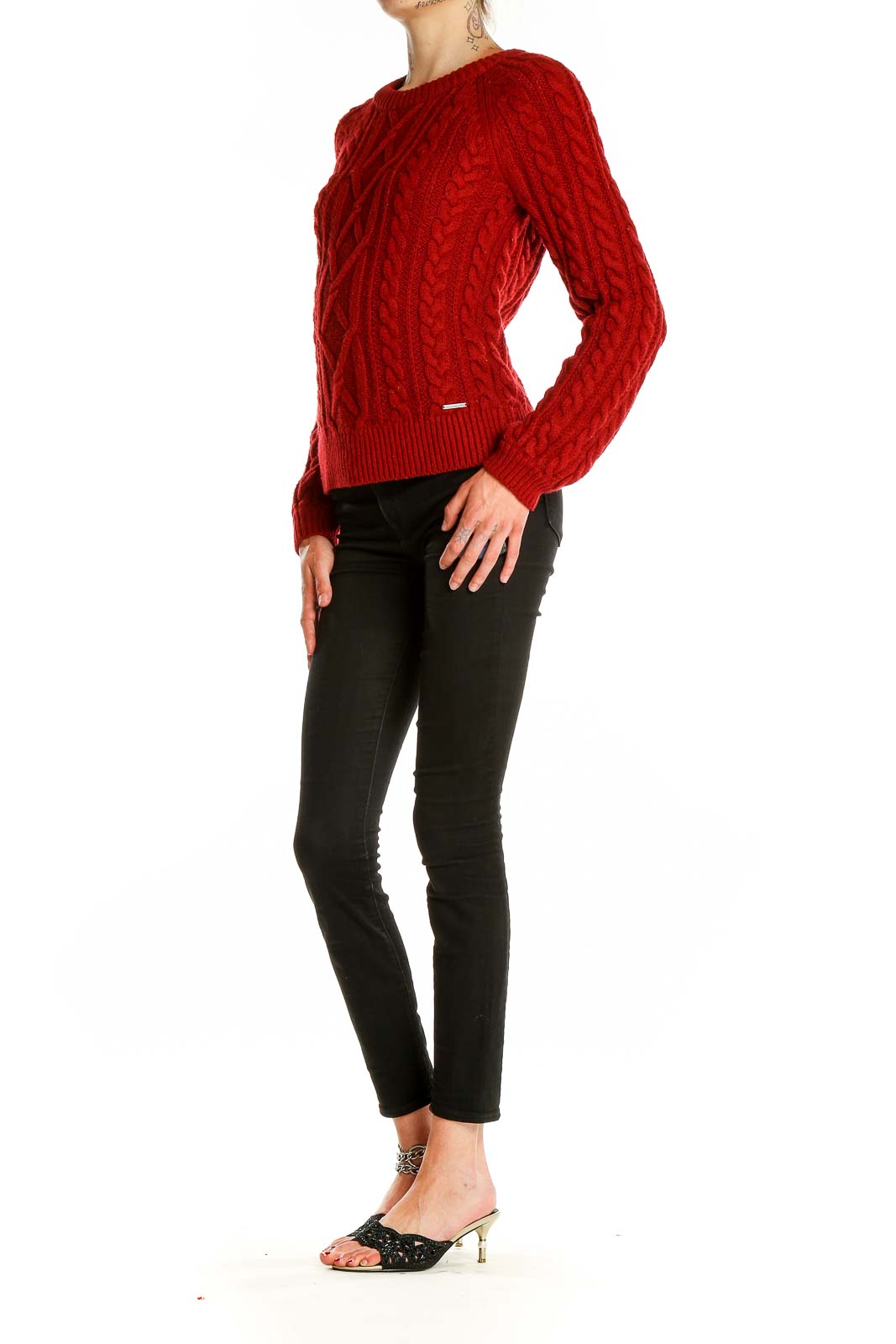 Red Cableknit Sweater