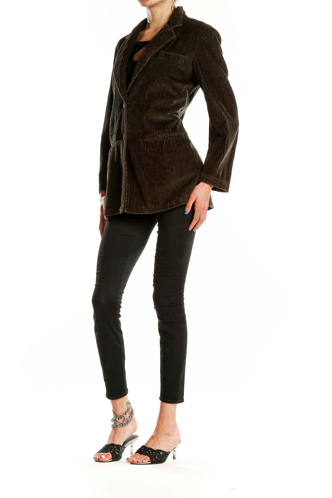 Front view of SilkRoll brown corduroy blazer jacket