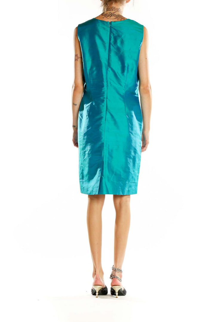 Back view of teal Worthington sleeveless sheath dress