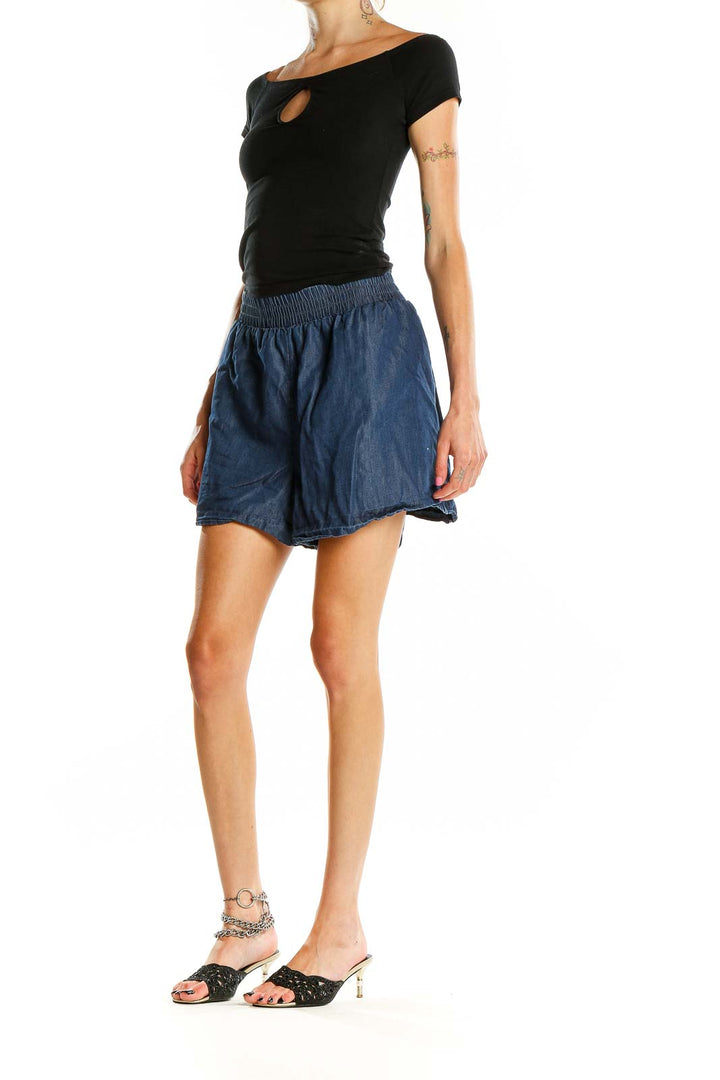 Front view of blue Apt 9 cotton-lyocell blend shorts with elastic waistband