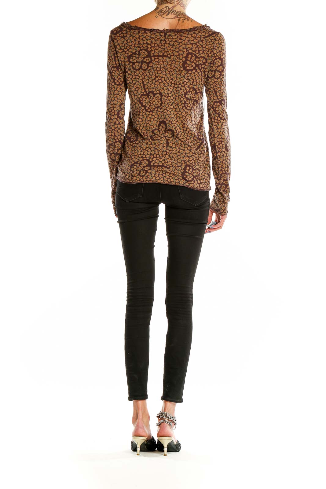 Back view of Marc By Marc Jacobs brown leopard print long sleeve top