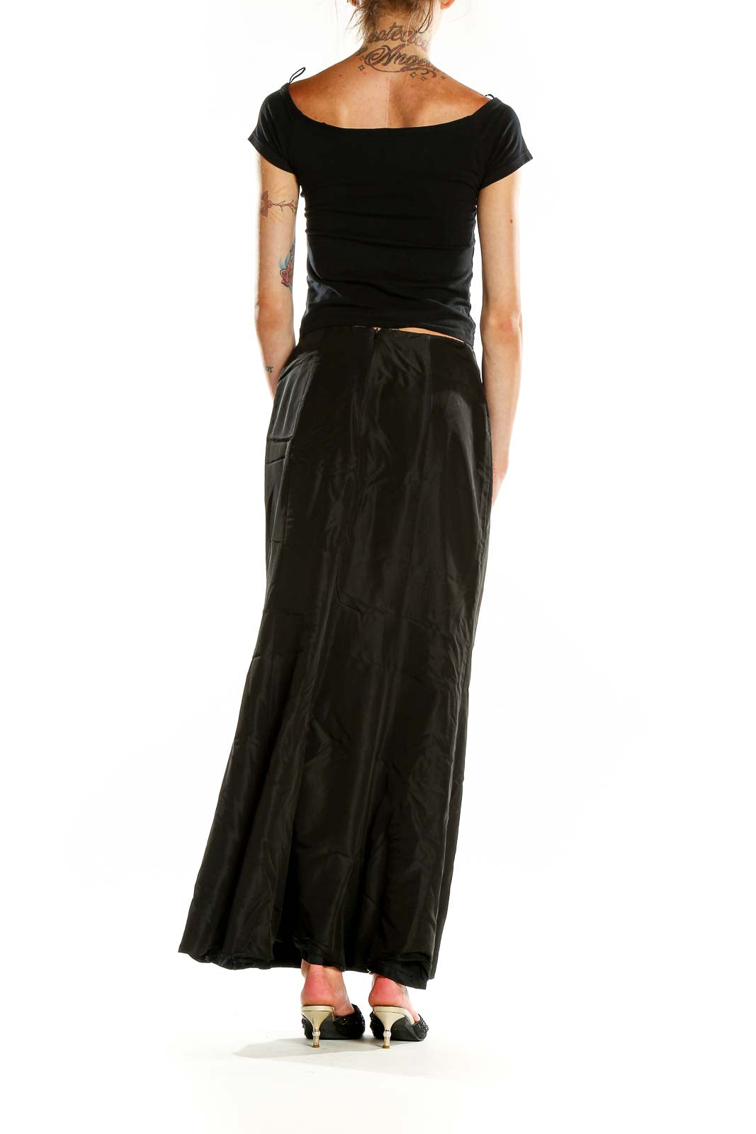 Back view of black maxi skirt by Andrea Polizzi for Rex Lester