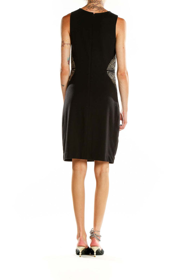 Back view of Nicole Miller Studio One black sleeveless bodycon dress