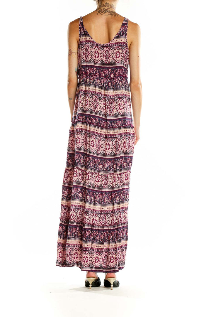 Purple Bohemian Aztec Print Maxi Dress