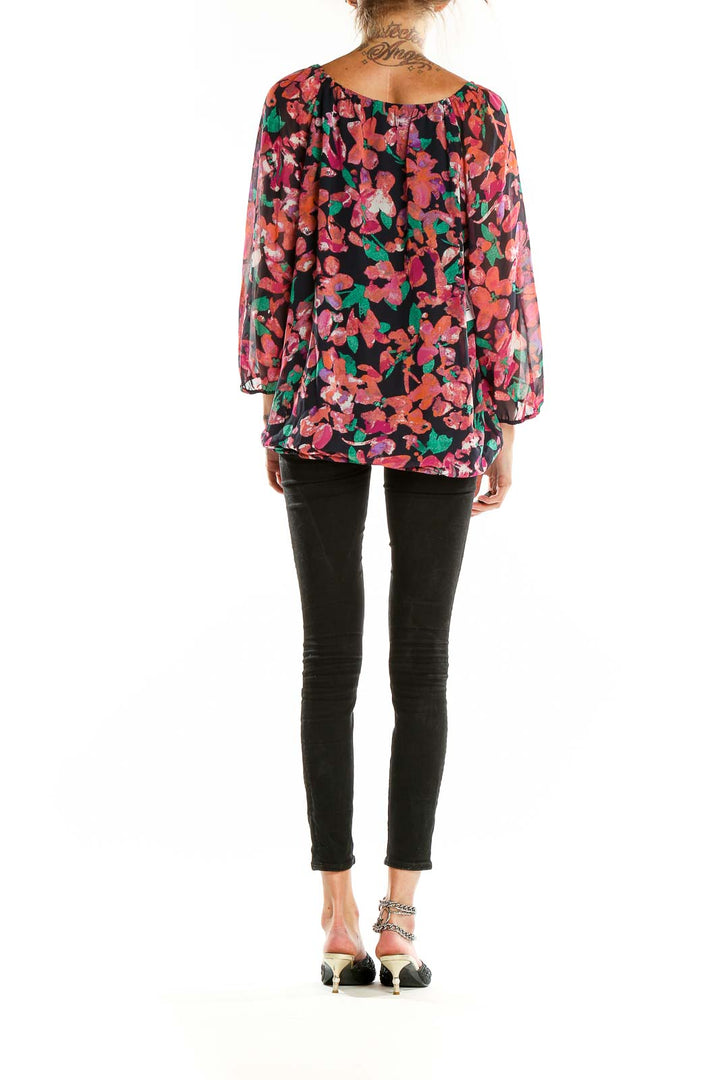 Back view of Ann Taylor multicolor floral print off-shoulder blouse