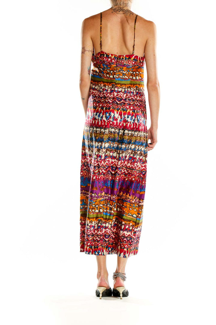 Back view of ECI multicolor bohemian maxi dress showing spaghetti straps