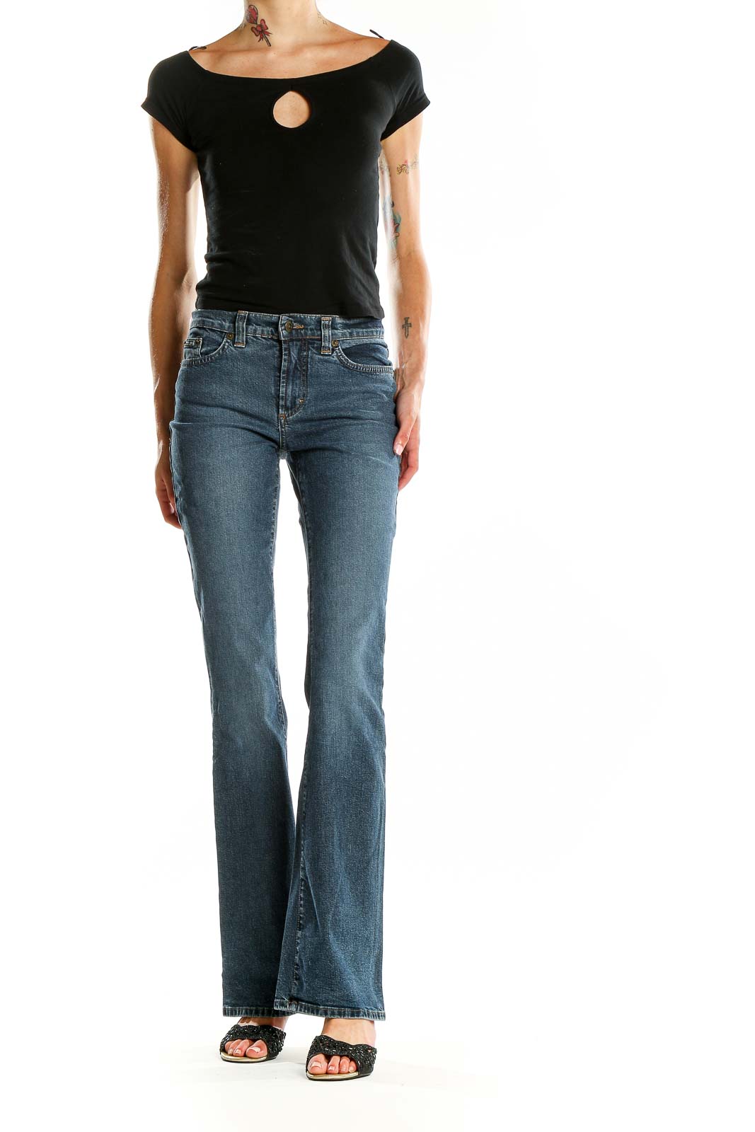 Blue Dark Rinse Flare Jeans