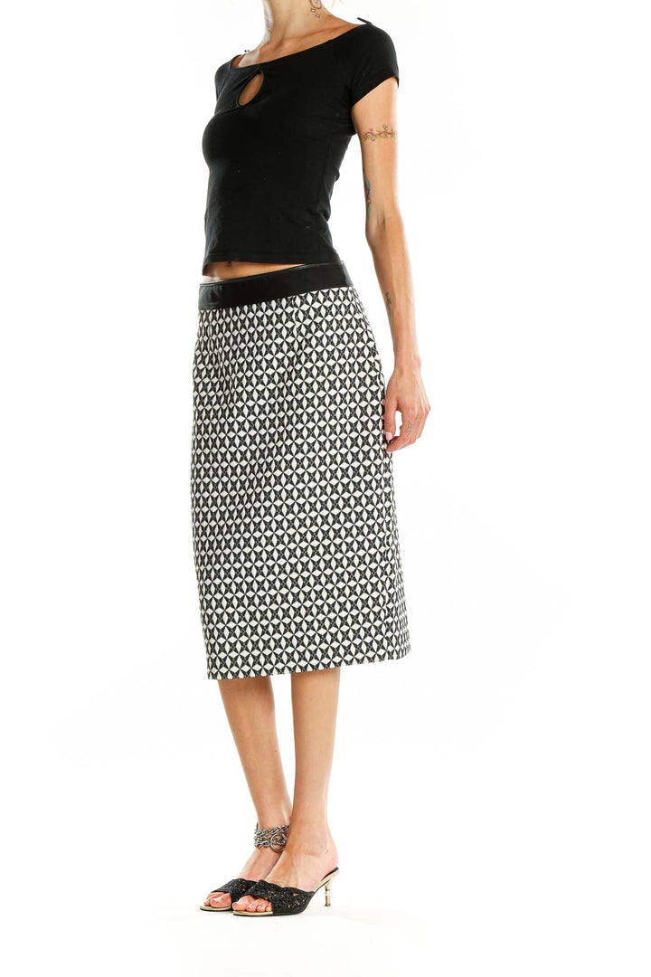 White Black Printed Pencil Skirt