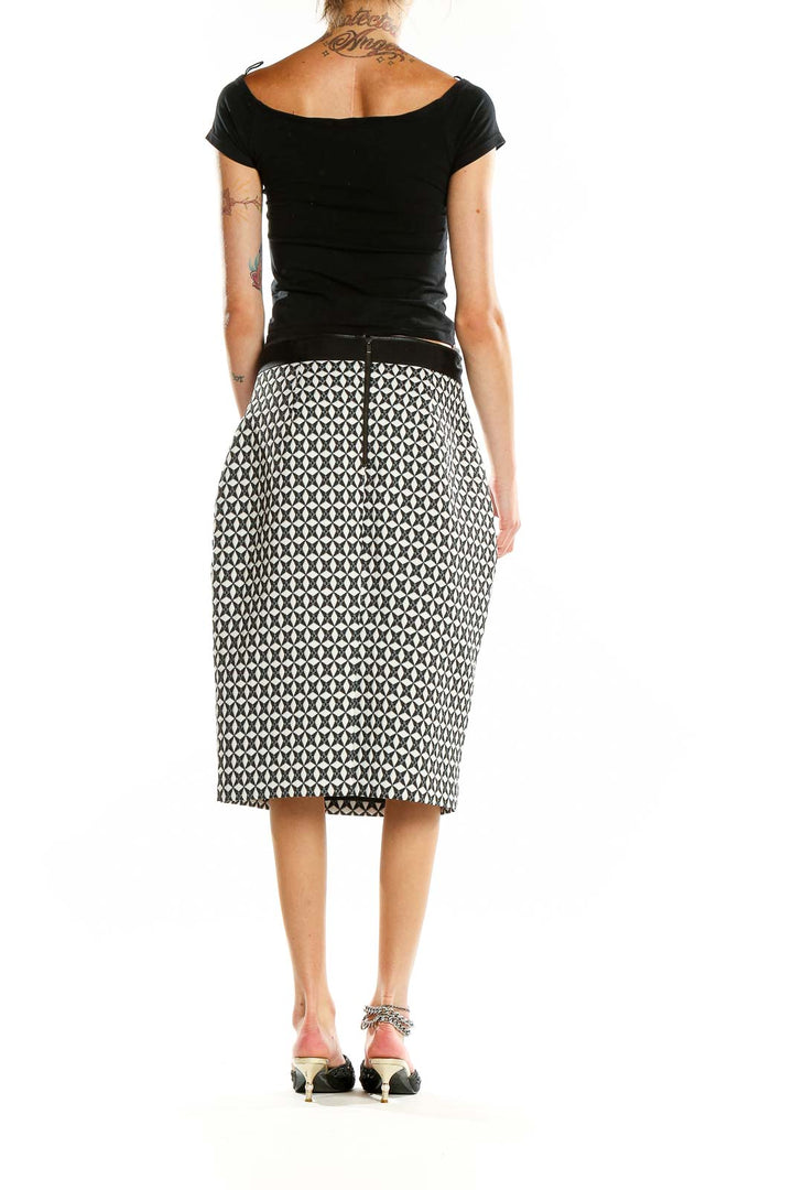 White Black Printed Pencil Skirt